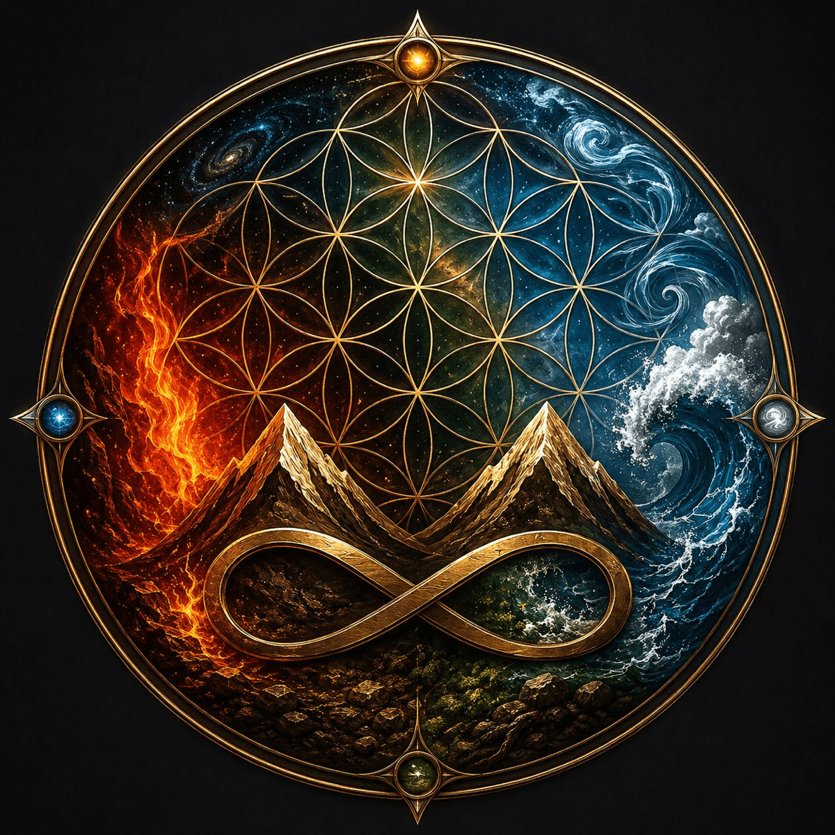 Zagros Amanos — sacred mandala over the two mountains